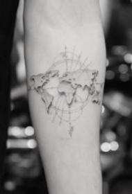 很好看的一组地图纹身图案分享