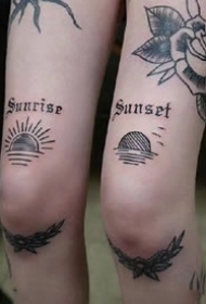 一组双手双腿搭配的彩色纹身