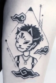 一组黑白动漫人物卡通纹身图案