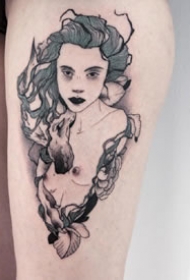 一组人物插画手臂纹身图案