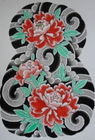 花开富贵的9款传统牡丹花主题纹身手稿图片