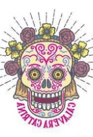 27款小清新的彩色花骷髅纹身手稿素材