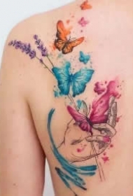 9款小清新的水彩蝴蝶纹身图案
