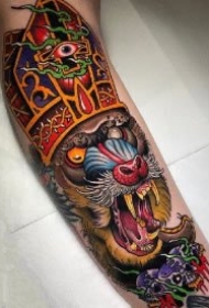 彩色newschool的一组漂亮包臂动物纹身图案
