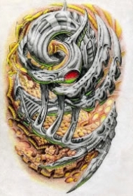 3d机械主题的9款纹身手稿图片