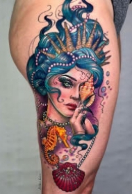 漂亮的一组美人鱼主题纹身图片