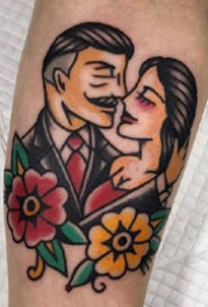 一组oldschool彩色写实纹身图案