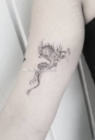 手部传统的一组小龙纹身作品图片