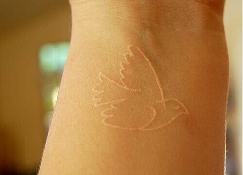 手部唯美隐形鸽子纹身图案