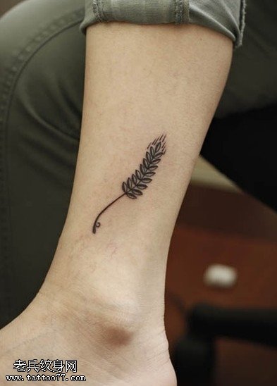 小清新脚部麦芒图腾纹身图案