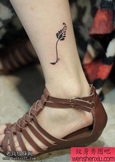小清新脚踝麦芒纹身图案