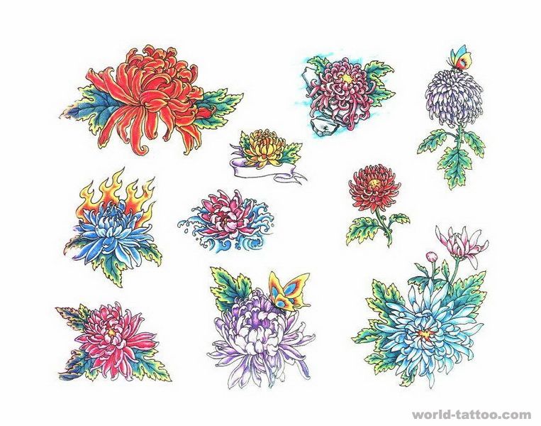 菊花纹身图案:菊花纹身图案