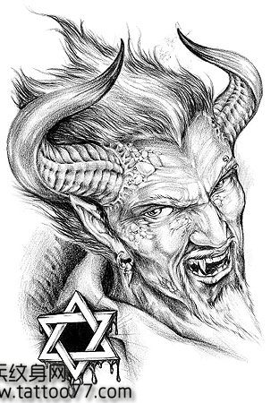 一款欧美六芒星恶魔纹身手稿