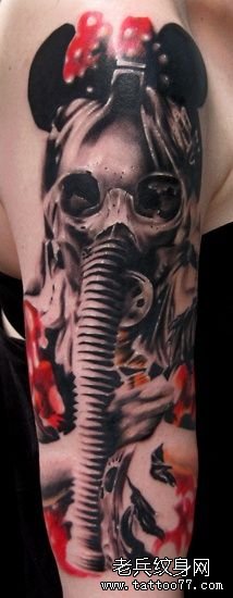 最好的纹身馆推荐一款大臂象神纹身图案