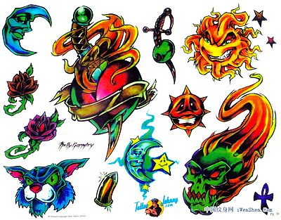 玫瑰月亮太阳星星纹身图案