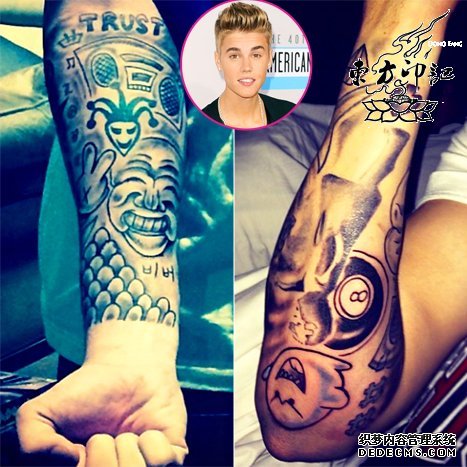 贾斯汀比伯完成花臂纹身：一次纹了四个