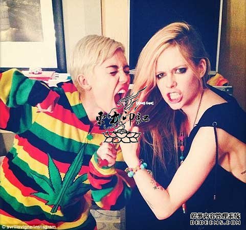 麦莉艾薇儿愚人节搞怪  打架动粗秀纹身