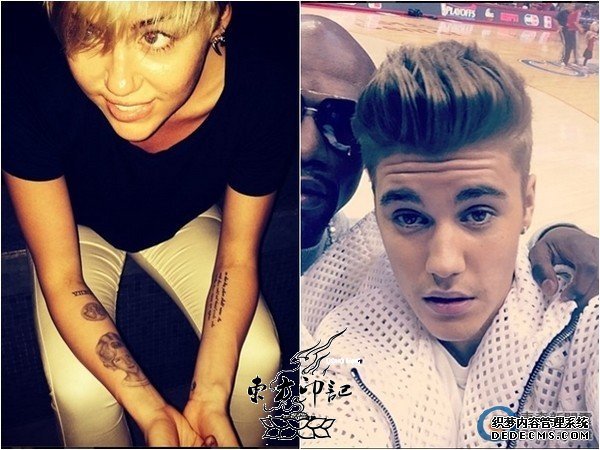 麦莉扮比伯帅气造型 小手臂纹身抢镜