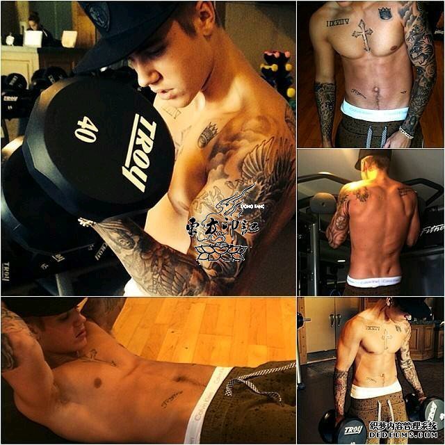贾斯汀比伯晒健身照 纹身抢镜粉丝喊帅