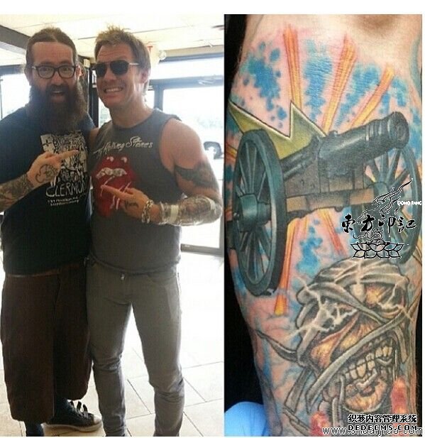 摔跤手克里斯-杰里科添新纹身：大炮与骷髅