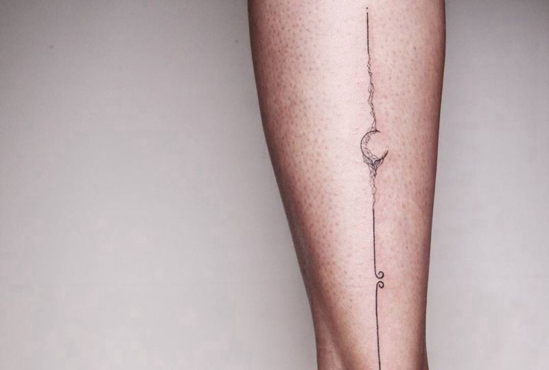 无标题纹身图片_腿部清新纹身图案