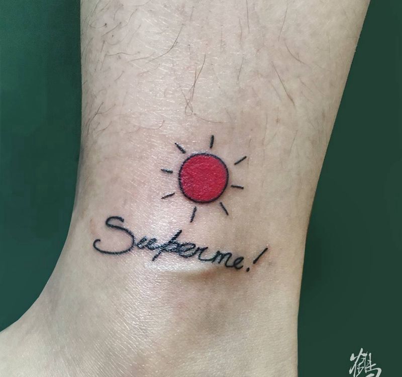 Superme！纹身图片_成品腿部清新字符原创纹身图案
