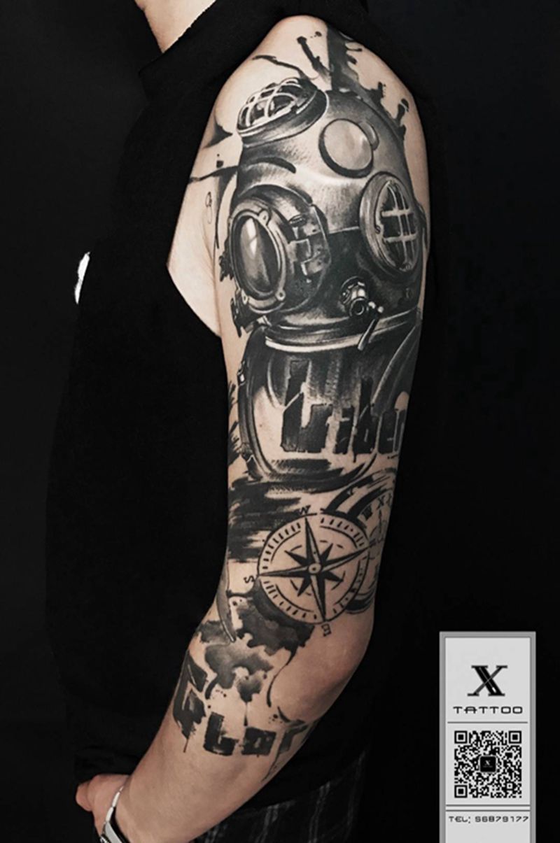 花臂纹身图片_成品手臂欧美原创人物概念写实纹身图案