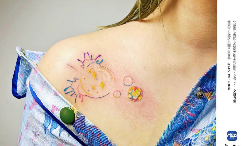 无标题纹身图片_肩部水彩纹身图案