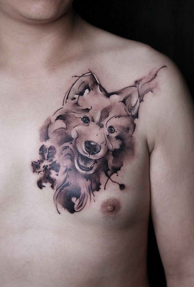 宠物纹身图片_水墨纹身图案