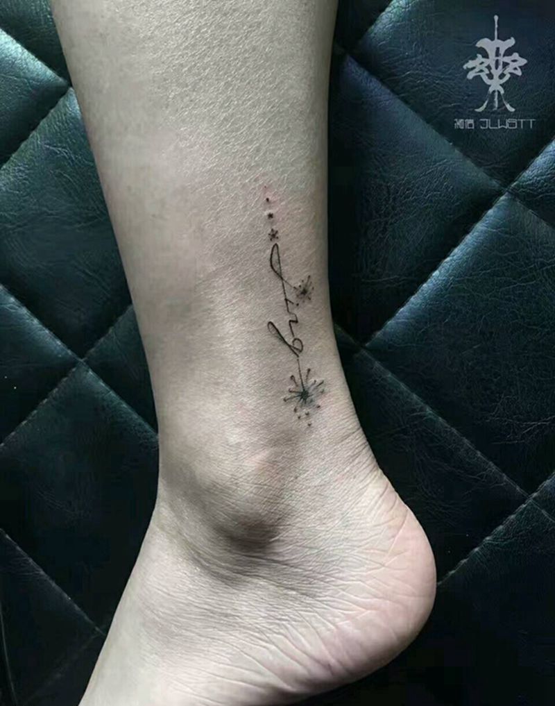 英文与蒲公英纹身图片_