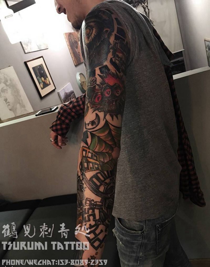 原创oldschool花臂纹身图片_