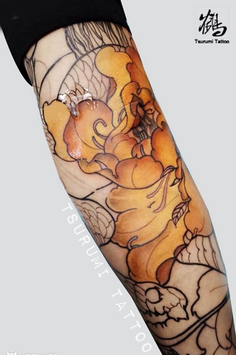 百鬼花臂2 未完纹身图片_成品清新传统原创鬼神纹身图案