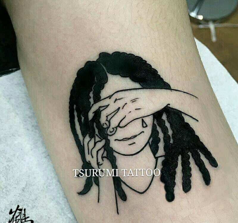 鹤见原创【捂住眼睛和耳朵】纹身图片_手臂清新人物原创成品手稿纹身图案