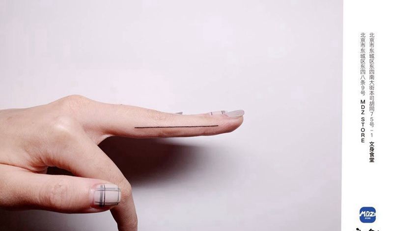 无标题纹身图片_手部直线纹身图案