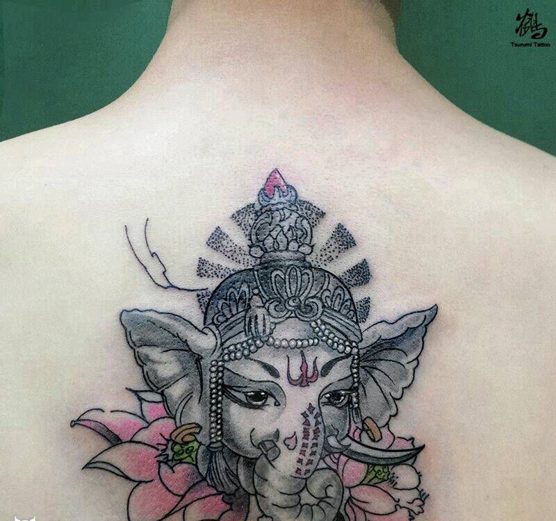 原创【象神】纹身图片_背部传统鬼神原创成品纹身图案