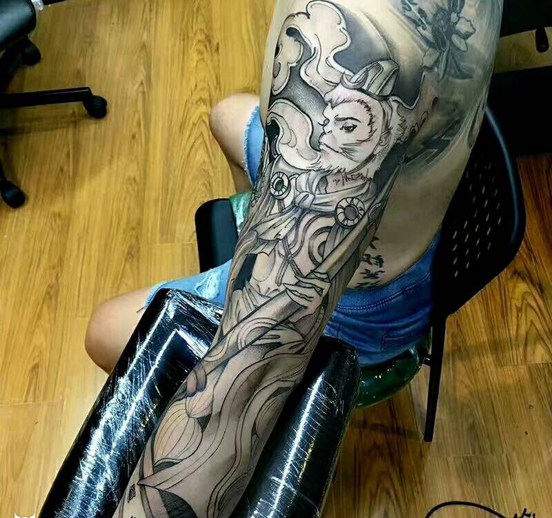 原创【大圣&银索金铃】进度纹身图片_手臂传统习俗人物鬼神宗教原创成品纹身图案