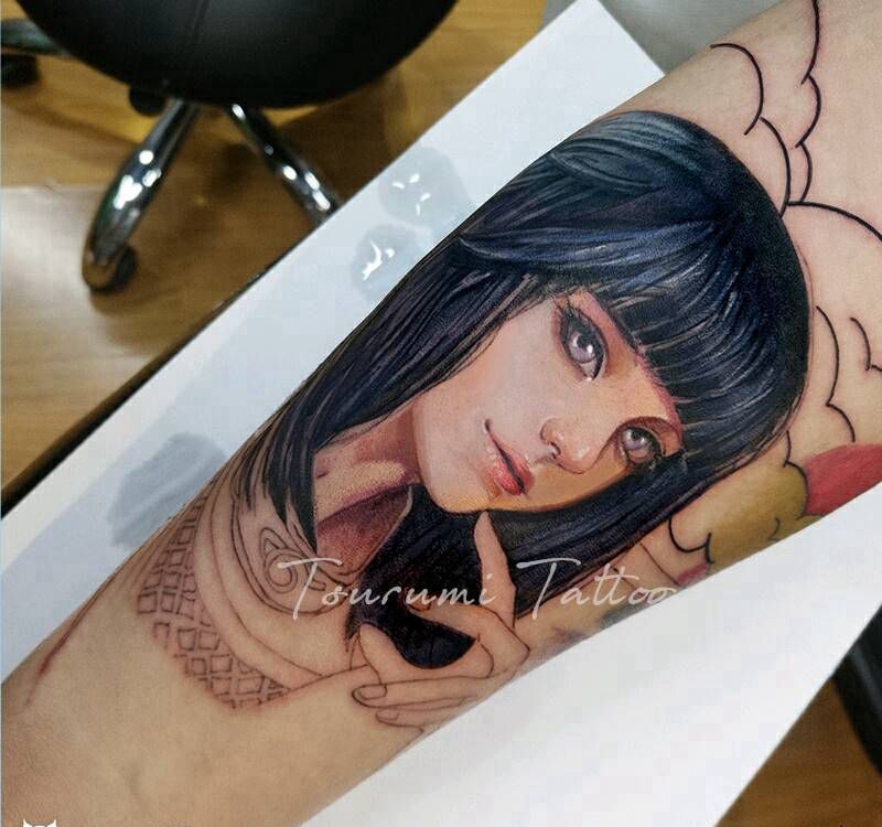 鹤见原创【雏田】进度纹身图片_手臂肖像写实人物原创纹身图案