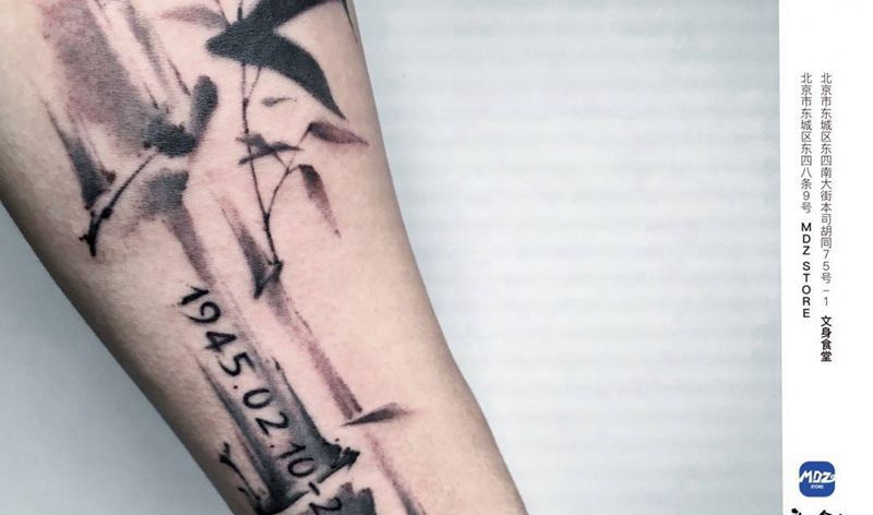 记录纹身图片_手臂水墨纹身图案