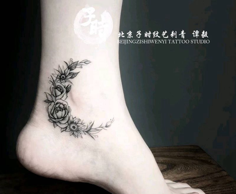 清新纹身图片_腿部清新植物原创成品纹身图案