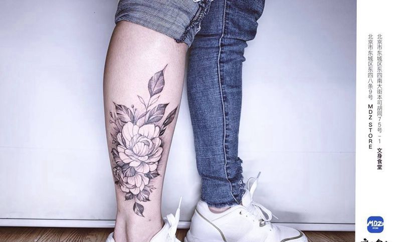 无标题纹身图片_腿部新传统纹身图案