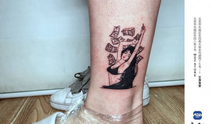 无标题纹身图片_腿部New School纹身图案