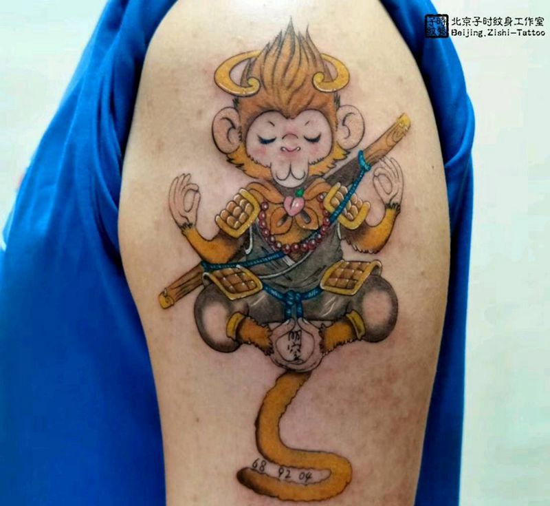 猴子纹身图片_手臂Old School纹身图案