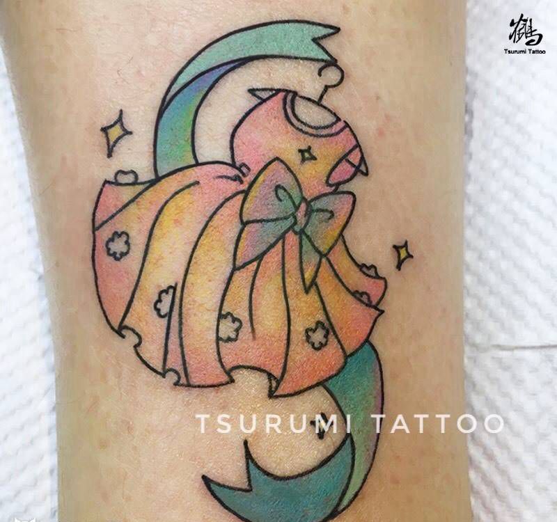 她童年的小裙子纹身图片_成品清新原创腿部脚部纹身图案