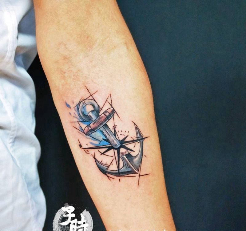 船锚纹身图片_手臂欧美原创成品纹身图案