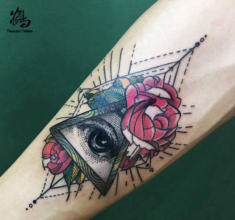 全视之眼纹身图片_成品手稿手臂几何宗教原创清新纹身图案