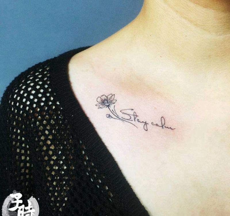 清新纹身图片_胸部清新字符植物原创成品纹身图案