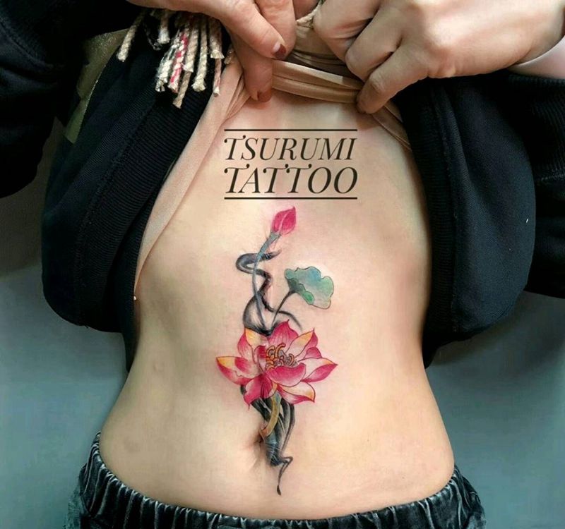 【遮疤】纹身图片_腹部传统国画原创成品纹身图案