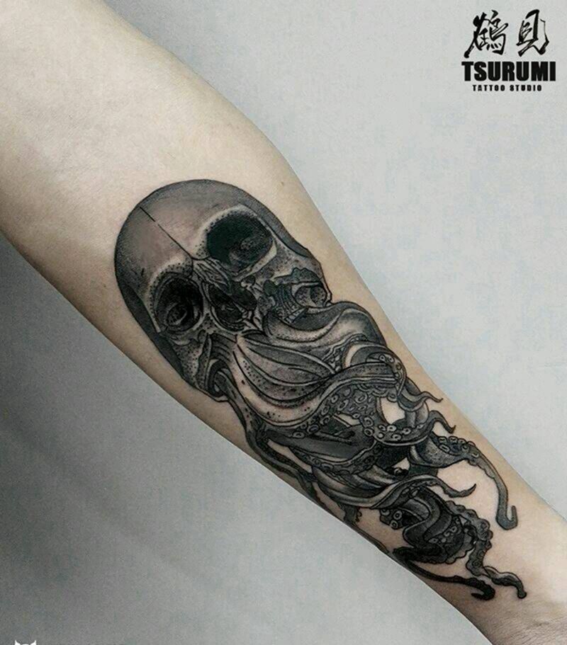 【SKULL】纹身图片_手臂欧美写实鬼神成品纹身图案
