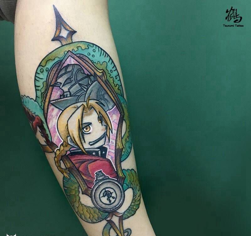 原创【钢炼】纹身图片_成品腿部肖像人物原创纹身图案