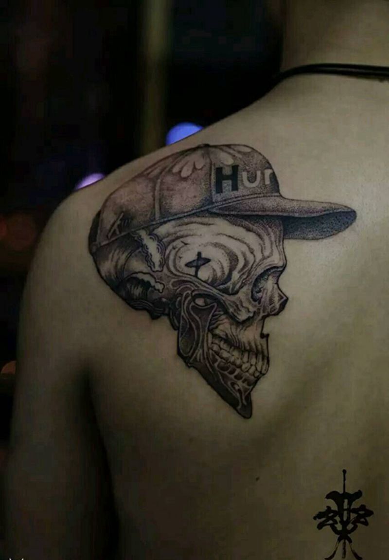 点刺骷髅纹身图片_